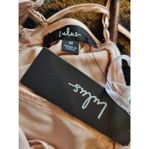 NWT Lulus Dress Women's Medium Blissful Blossoms Blush Pink Sequin Backless Maxi - Picture 6 of 7